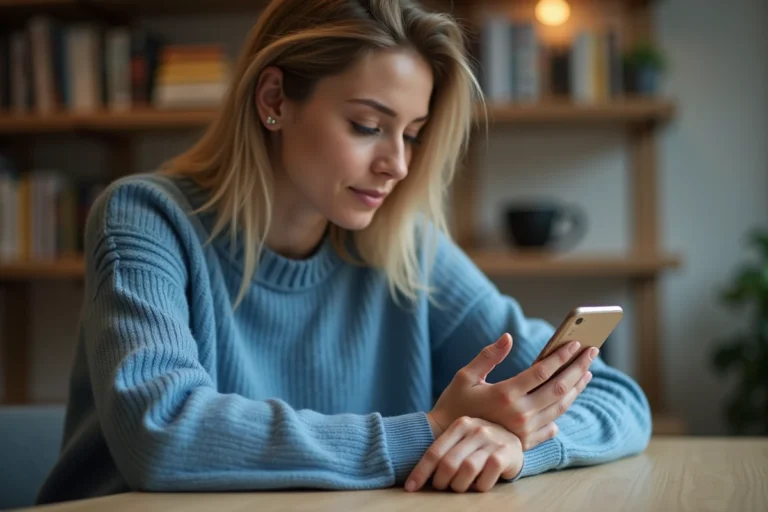 Femme utilisant son smartphone pour un sondage
