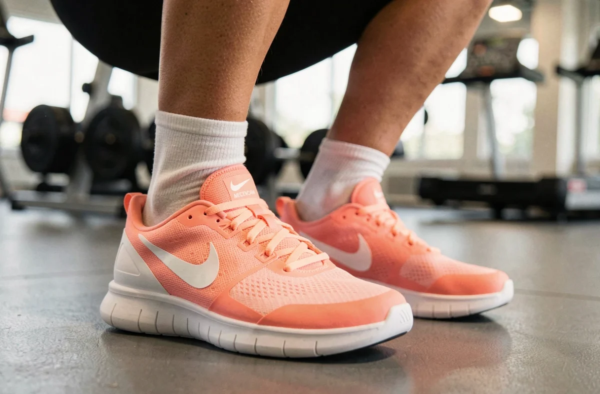 Baskets Nike Free Metcon 7 pour femme à semelle large et amorti polyvalent portées lors d'un squat en salle de sport